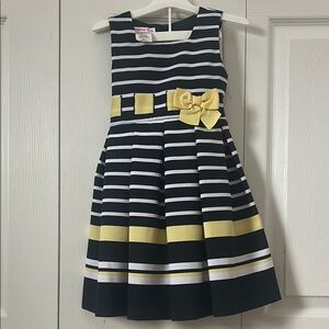 Rare Editions Blue and White Pleated A-Line Sundress